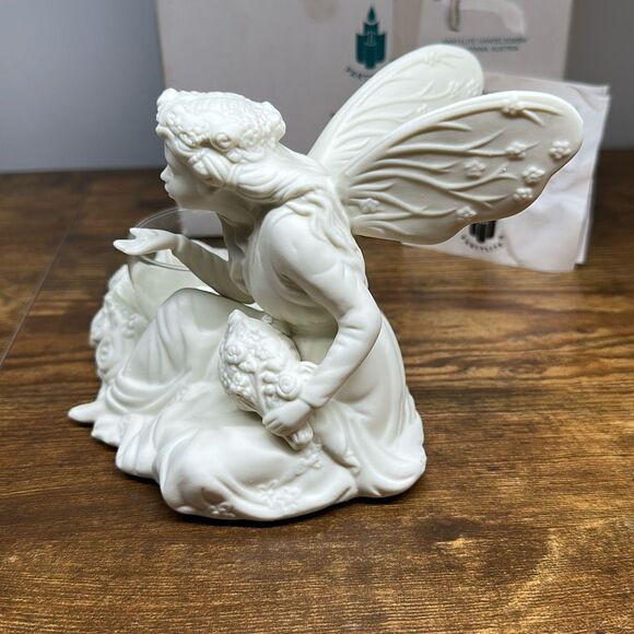 Partylite Ariana Fairy Angel Cream Bisque Tealight Votive Candle Holder w/ Glass - Picture 3 of 8